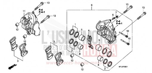 ETRIER DE FREIN AVANT (CBR600RR9,A,B/RA9,A,B) CBR600RR9 de 2009